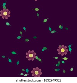Seamless vector pattern with flowers and leafs