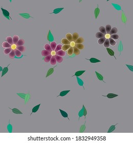 Seamless vector pattern with flowers and leafs