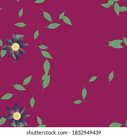 Seamless vector pattern with flowers and leafs