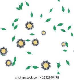Seamless vector pattern with flowers and leafs