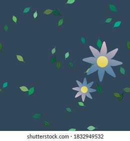Seamless vector pattern with flowers and leafs
