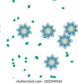 Seamless vector pattern with flowers and leafs