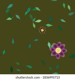 Seamless vector pattern with flowers and leafs