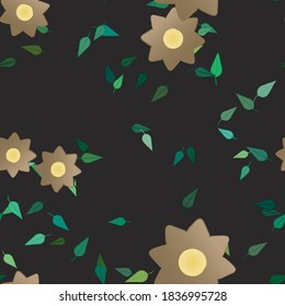 Seamless vector pattern with flowers and leafs