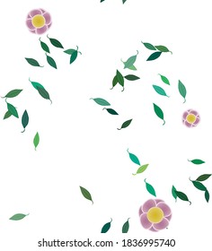 Seamless vector pattern with flowers and leafs