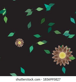 Seamless vector pattern with flowers and leafs