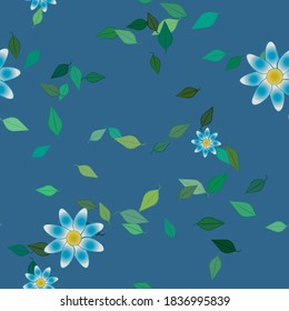 Seamless vector pattern with flowers and leafs