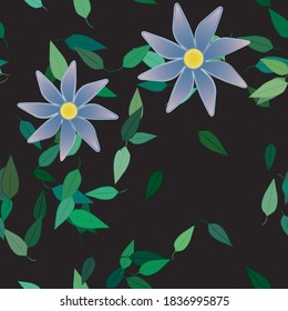 Seamless vector pattern with flowers and leafs