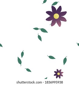Seamless vector pattern with flowers and leafs