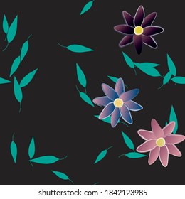 Seamless vector pattern with flowers and leafs