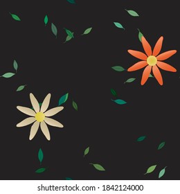 Seamless vector pattern with flowers and leafs