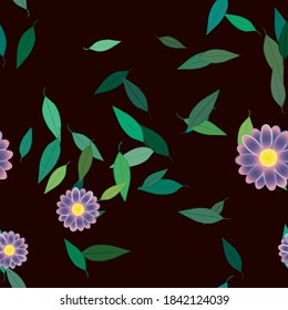 Seamless vector pattern with flowers and leafs