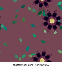 Seamless vector pattern with flowers and leafs