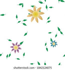 Seamless vector pattern with flowers and leafs