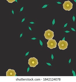 Seamless vector pattern with flowers and leafs