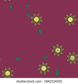 Seamless vector pattern with flowers and leafs