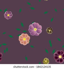 Seamless vector pattern with flowers and leafs