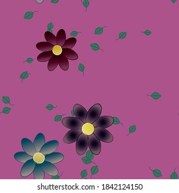 Seamless vector pattern with flowers and leafs