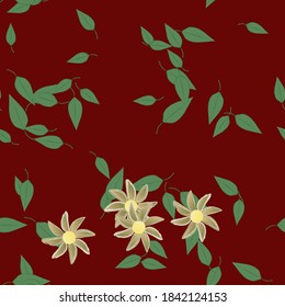 Seamless vector pattern with flowers and leafs