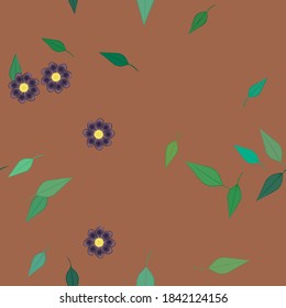 Seamless vector pattern with flowers and leafs
