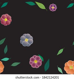 Seamless vector pattern with flowers and leafs