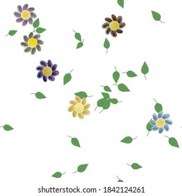 Seamless vector pattern with flowers and leafs