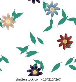 Seamless vector pattern with flowers and leafs