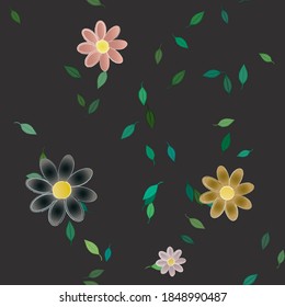 Seamless vector pattern with flowers and leafs