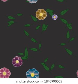 Seamless vector pattern with flowers and leafs