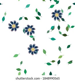 Seamless vector pattern with flowers and leafs