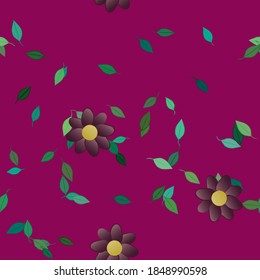 Seamless vector pattern with flowers and leafs