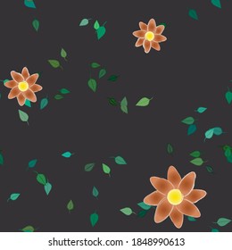 Seamless vector pattern with flowers and leafs