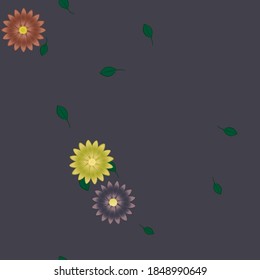 Seamless vector pattern with flowers and leafs