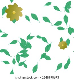 Seamless vector pattern with flowers and leafs