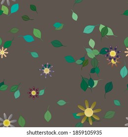 Seamless vector pattern with flowers and leafs