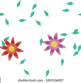 Seamless vector pattern with flowers and leafs