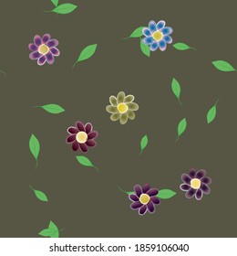 Seamless vector pattern with flowers and leafs