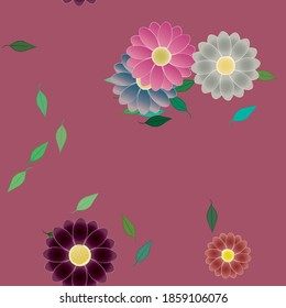 Seamless vector pattern with flowers and leafs