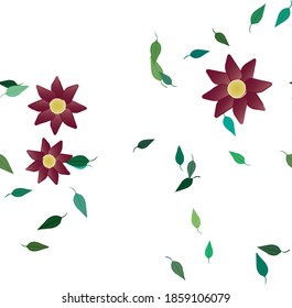 Seamless vector pattern with flowers and leafs