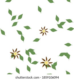 Seamless vector pattern with flowers and leafs