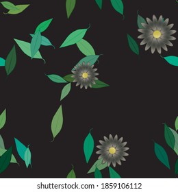 Seamless vector pattern with flowers and leafs