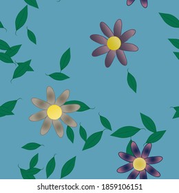 Seamless vector pattern with flowers and leafs