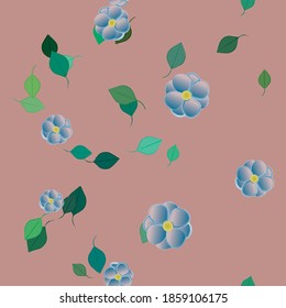 Seamless vector pattern with flowers and leafs
