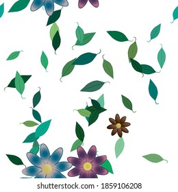 Seamless vector pattern with flowers and leafs