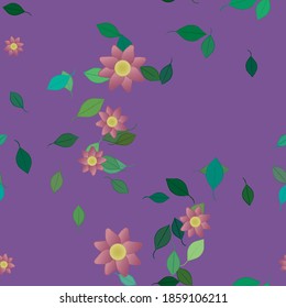 Seamless vector pattern with flowers and leafs