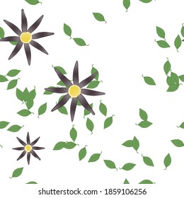 Seamless vector pattern with flowers and leafs