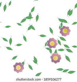 Seamless vector pattern with flowers and leafs