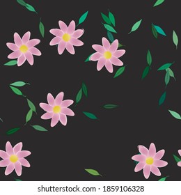 Seamless vector pattern with flowers and leafs