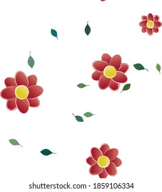 Seamless vector pattern with flowers and leafs