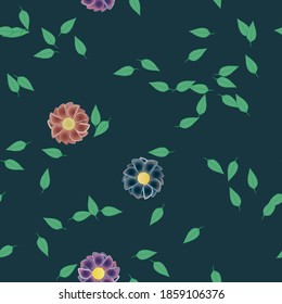 Seamless vector pattern with flowers and leafs